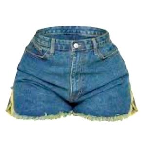 Plus Size Vintage Wash Side Split Denim Shorts